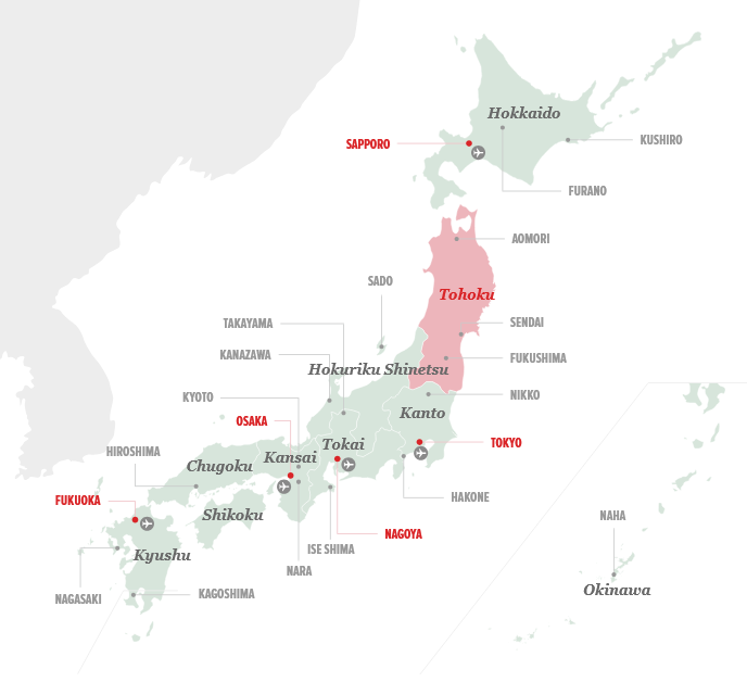 Carte des prefecture du Japon